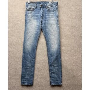 Diesel Tepphar Jeans Mens 30x32 Blue Slim Stretch Denim Distressed Button Fly‎